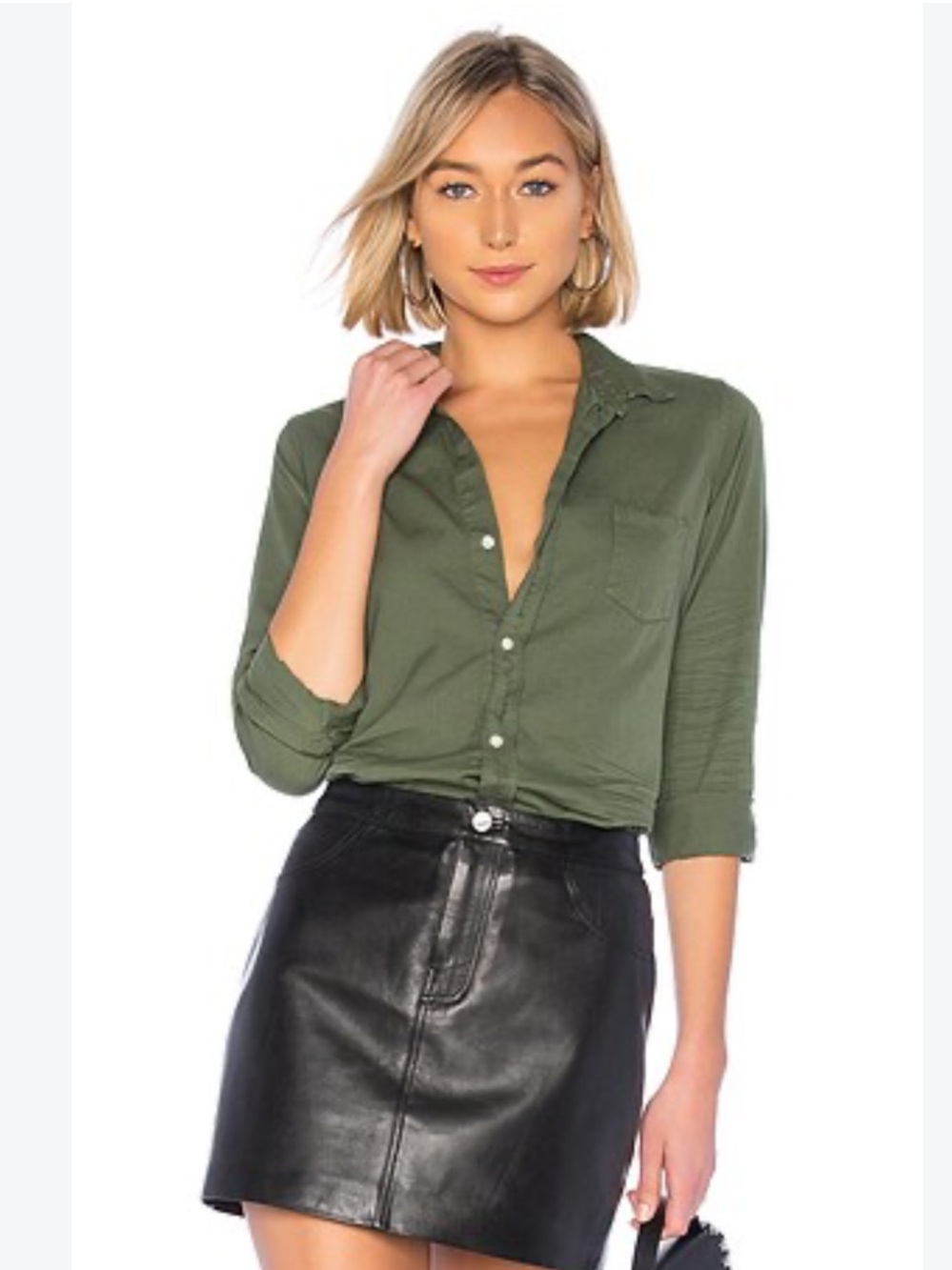 Frank & Eileen Barry Button Down in Army Green S